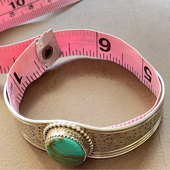 Garrison Boyd Signed Navajo Sterling Silver Turquoise Cuff Bracelet Stars - Picture 8 of 9